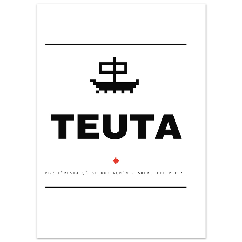Mbretëresha Teuta — poster tipografik, Muzeu Dixhital Shqiptar