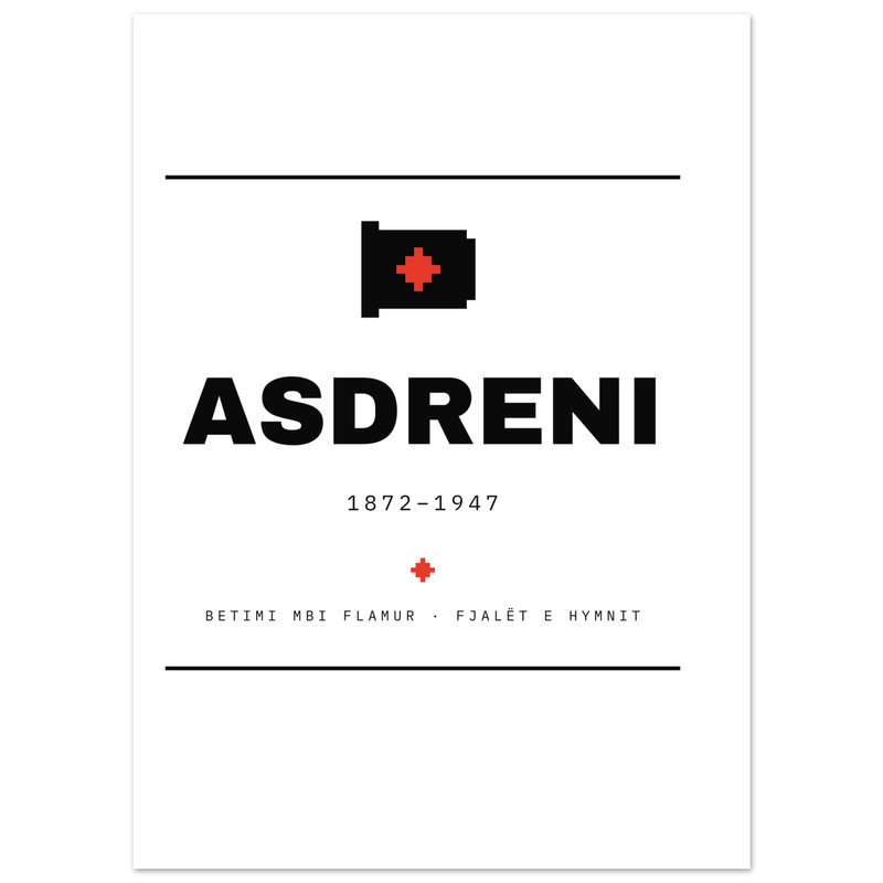 Asdreni — poster tipografik, Muzeu Dixhital Shqiptar