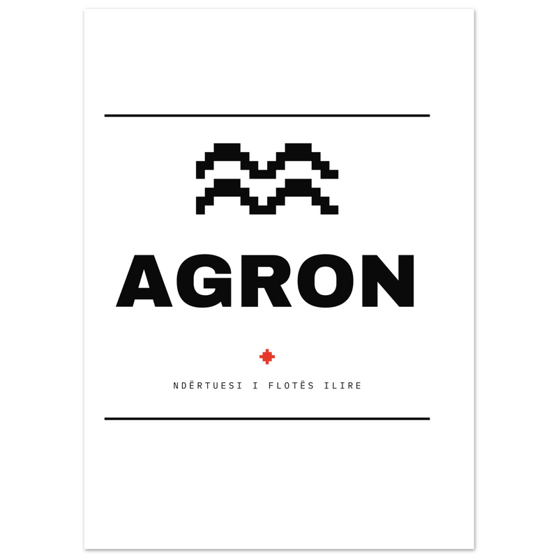 Mbreti Agron — poster tipografik, Muzeu Dixhital Shqiptar