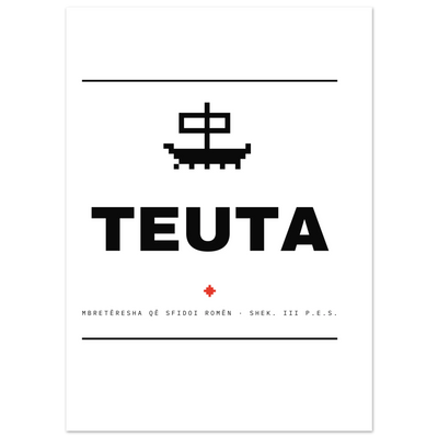 Mbretëresha Teuta — poster tipografik, Muzeu Dixhital Shqiptar