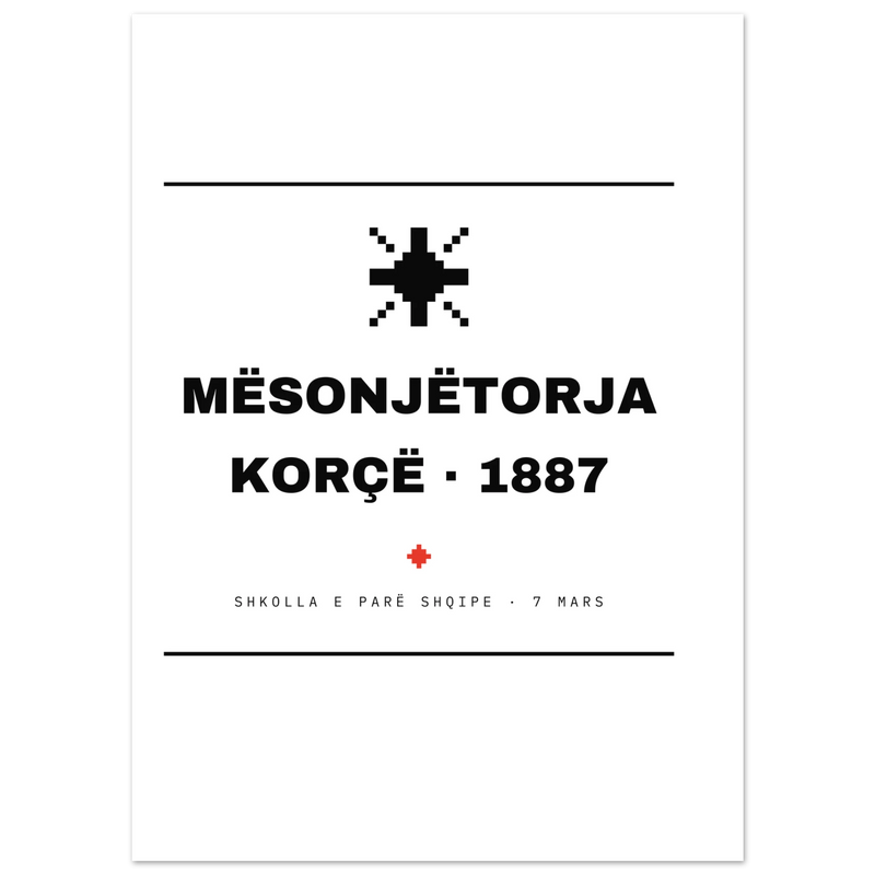 Mësonjëtorja e Korçës — poster tipografik, Muzeu Dixhital Shqiptar