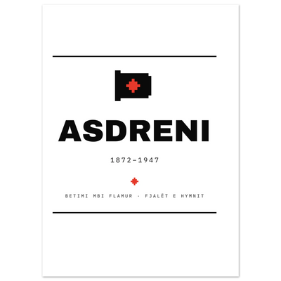 Asdreni — poster tipografik, Muzeu Dixhital Shqiptar
