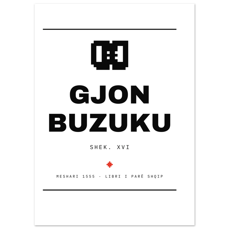 Gjon Buzuku — poster tipografik, Muzeu Dixhital Shqiptar