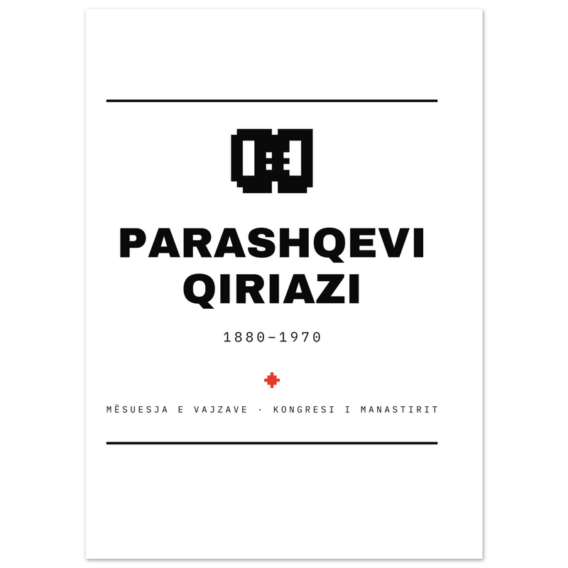 Parashqevi Qiriazi — poster tipografik, Muzeu Dixhital Shqiptar